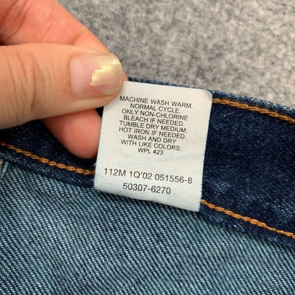 Vintage Levis 307 Crop Jeans Womens Junior 5 Blue Wide Leg Mid Rise Denim Y2K - Picture 5 of 12